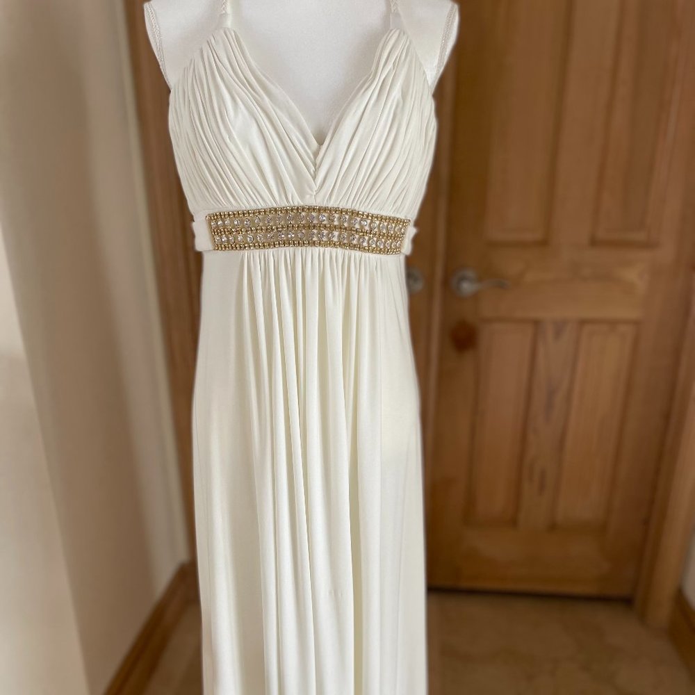 WHITE GOWN BY IGNITE  SZ 14 BEADED